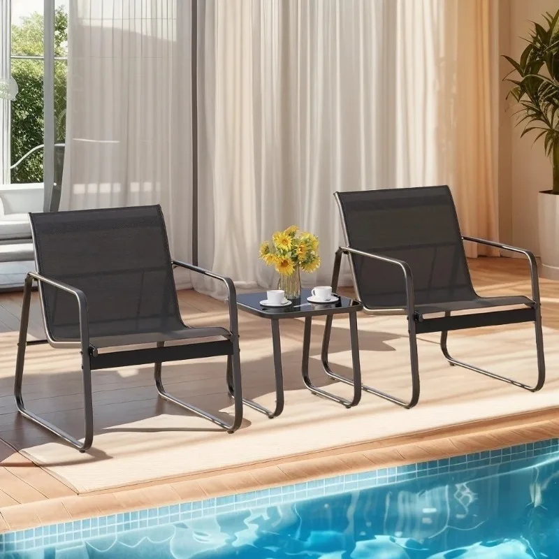 

Furniture Set Outdoor Bistro Table and Chairs Set,Black