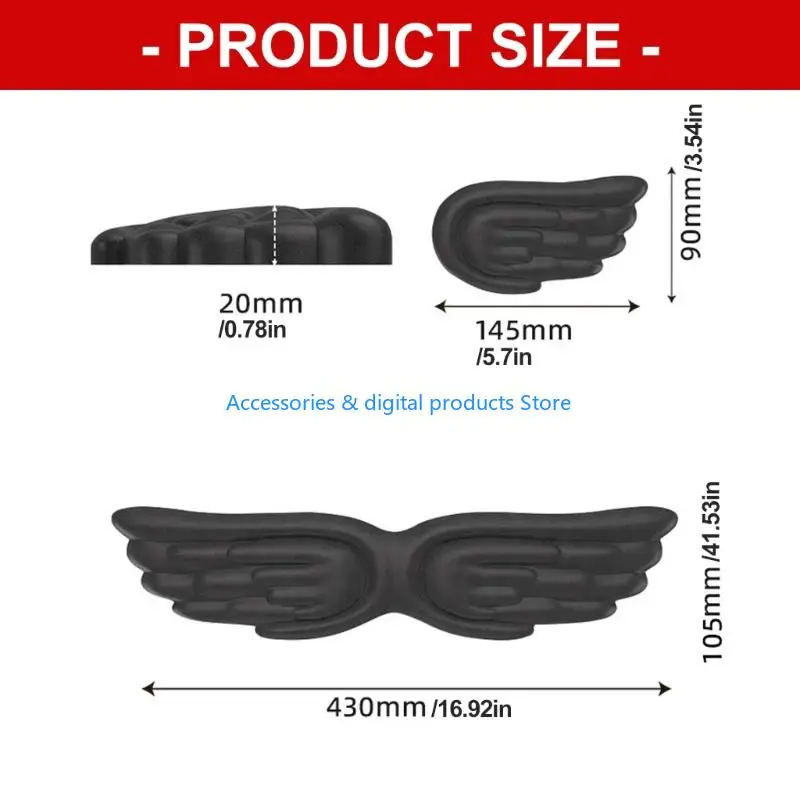 77JD Angel Wing Pattern Silicone Keyboards Wrist Rest Mouse Pad Set Comfortable Ergonomic Design NonSlip Office Accessory view 6