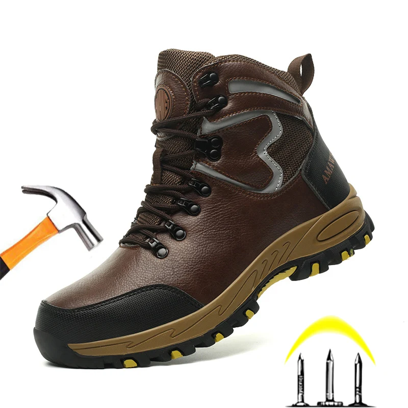 

Fashion Safety Shoes Men Women Steel Toe Boots Indestructible Work Shoes Lightweight Breathable Composite Toe Men Size 40-46