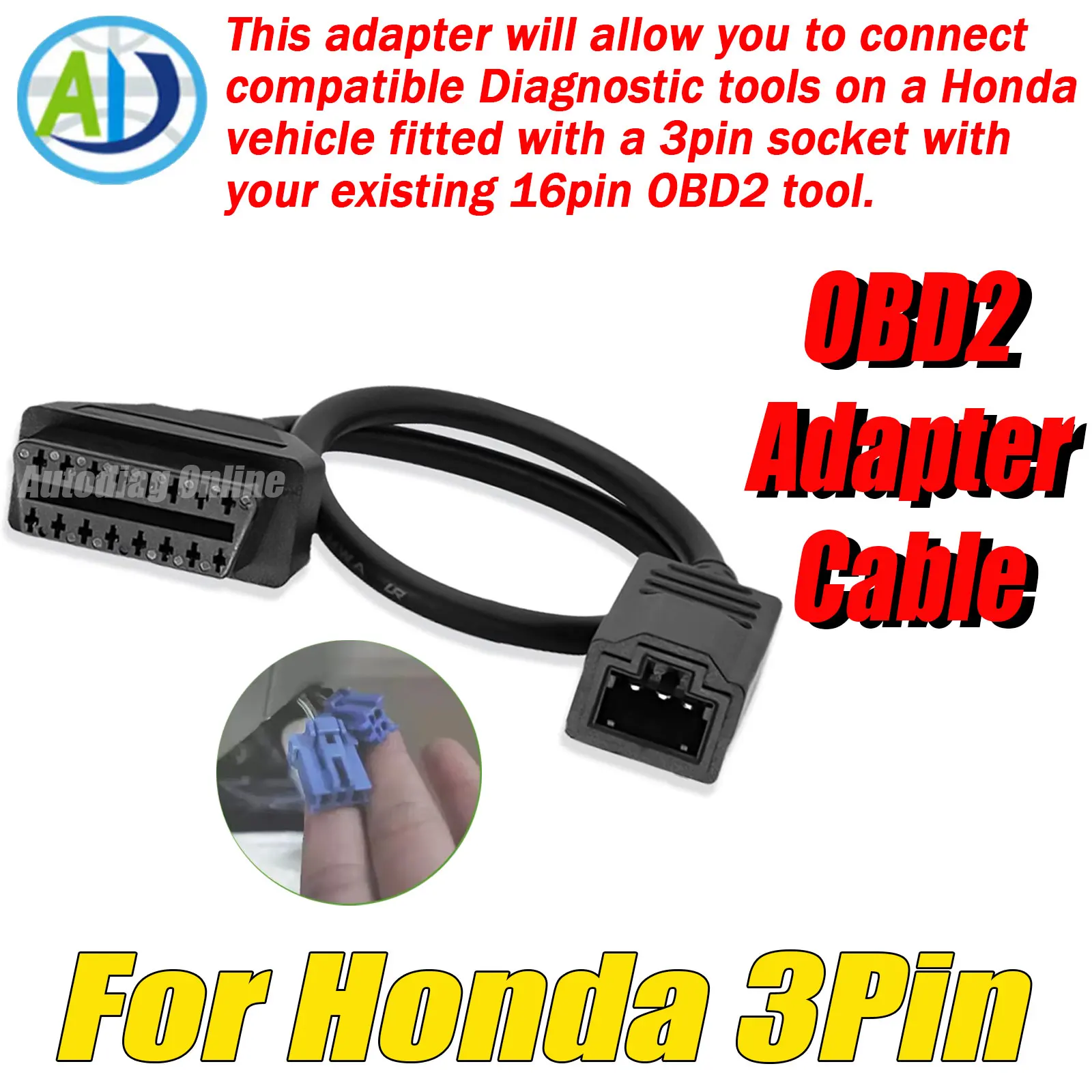 

OBD2 Diagnostic Cable for Honda 3pin OBD1 to OBD2 Adapter 3Pin To 16Pin Car OBD2 Cable OBDII Diagnostic Device Cable for Honda