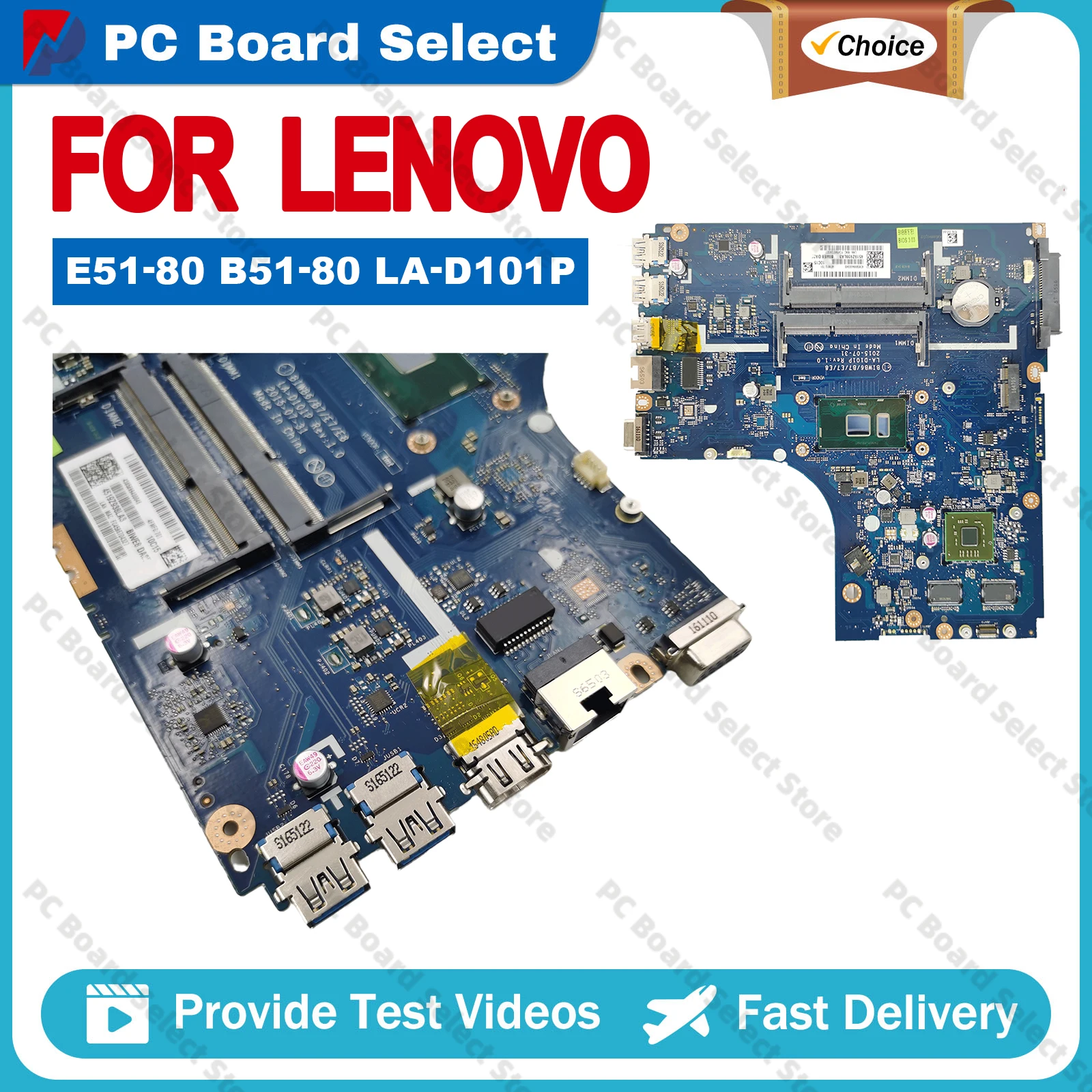 LA-D101P Laptop Motherboard For LENOVO Ideapad E51-80 B51-80 Mainboard i3 i5 i7-6th Gen CPU V2G GPU 100% Tested Fully Work
