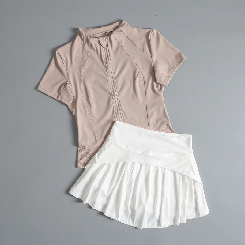 

Badminton sports suit for women in summer 2025 new tennis uniform running fast dry short sleeve pleated skirt fitness suit