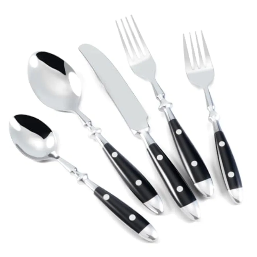 

Silverware Set 20-Piece 18/10 Stainless Steel Black Vintage Flatware Handle Luxury Cutlery Service for 4