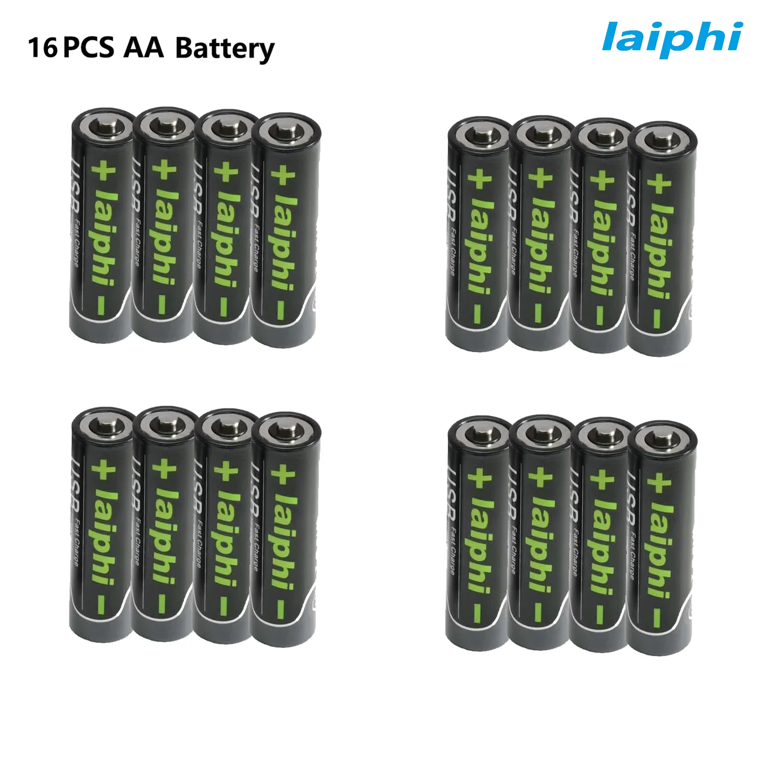Laiphi rechargeable 1.5V AA Battery Max 3.5A Output rechargeable lithium polymer 16 pack with Charger