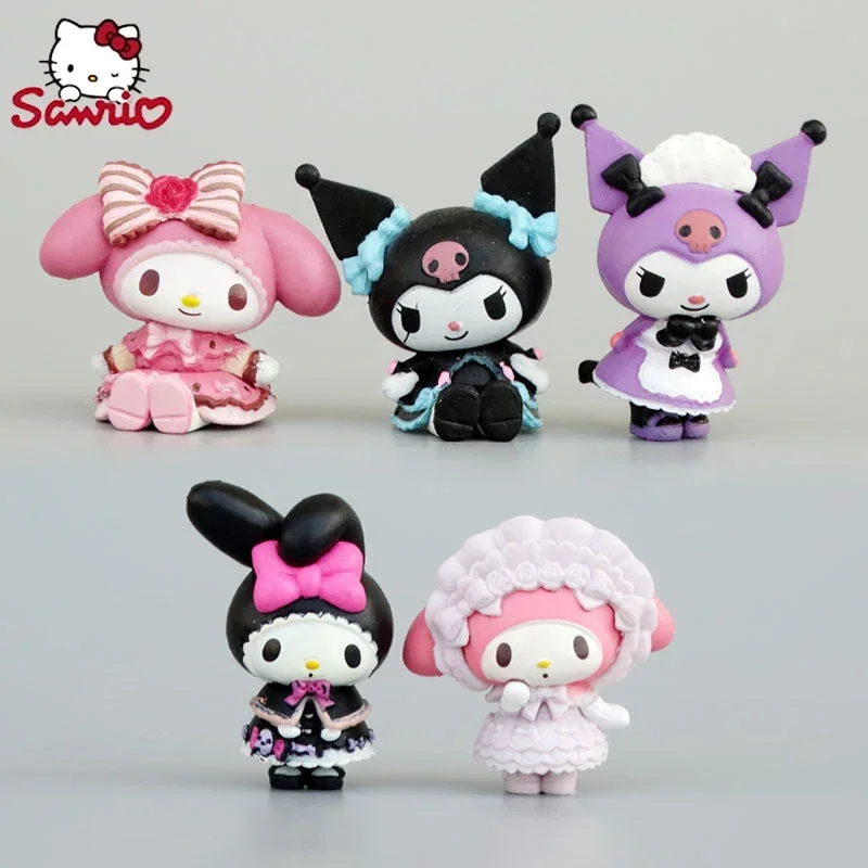 Sanrio Kuromi 4Cm Figure Kawaii  My Melody Anime Melody Hello Kitty Kt Cat Action Collection  Pvc Materials Gifts For Children