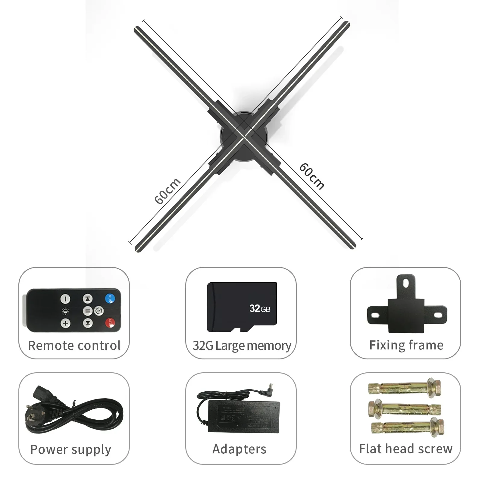 

60cm 3D Advertising Projector Wifi Led Sign Holographic Lamp Player Remote Advertise Display 3D Fan Hologram Projector Light