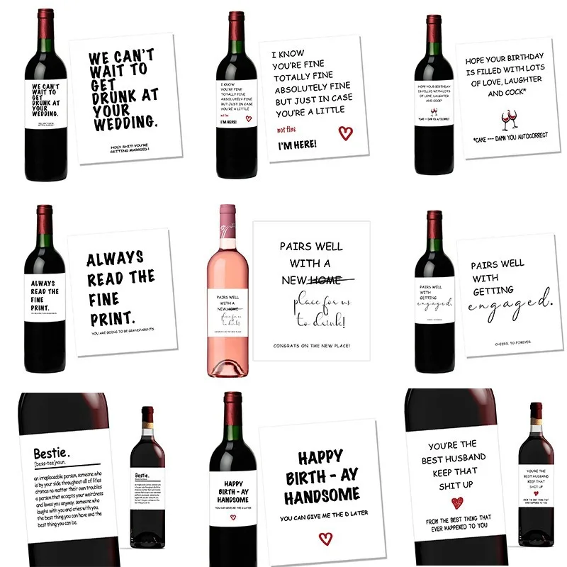 

4-piece Set of Interesting Wine Bottle Labels Wine Bottle Stickers Self-adhesive Wine Label Stickers Meaning Stickers