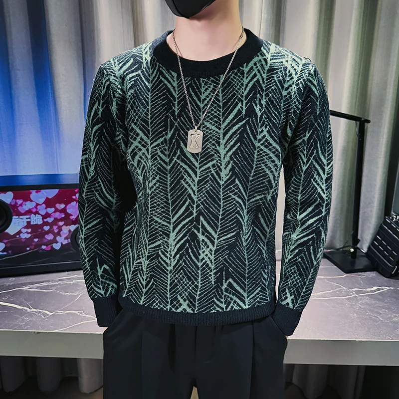 

Осень-зима 2024, мужские свитера в стиле ретро, модный пуловер, базовый вязаный свитер, повседневный вязаный свитер с длинными рукавами, мужская одежда