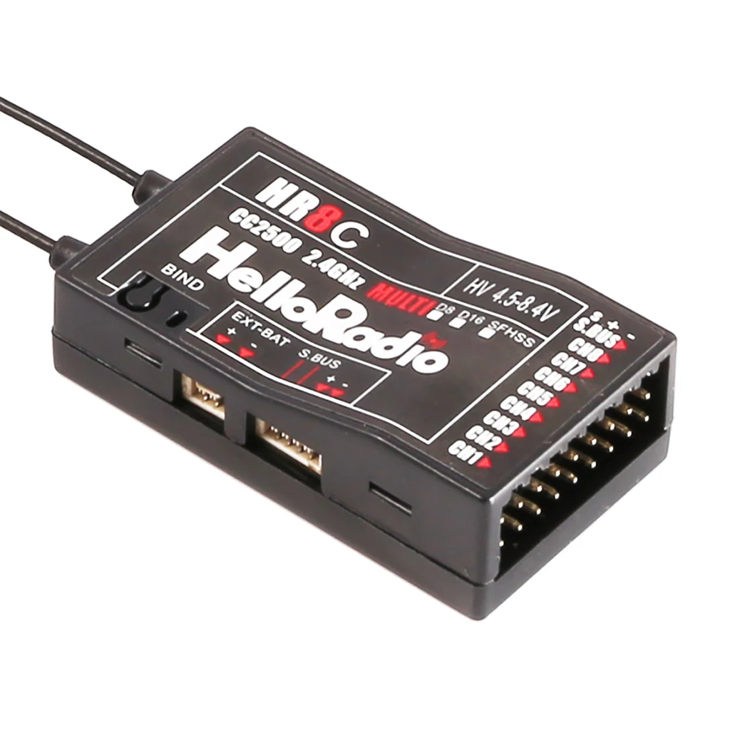 HelloRadio HR8C Receiver Compatible with D8/D16/SFHSS protocol for fixed-wing Airplane Drone