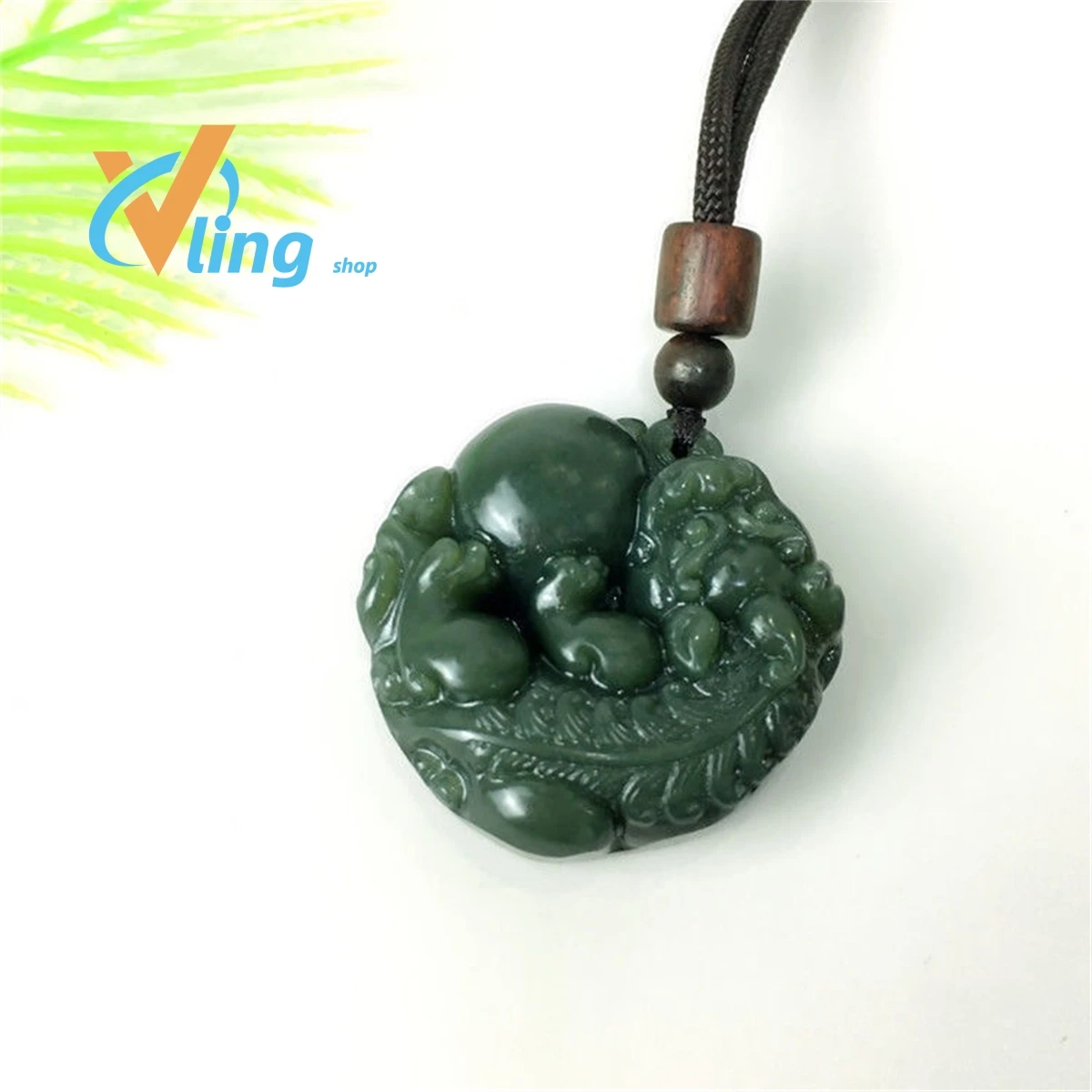 

Xinjiang Hotan Jade Blue Jade Pendant Beast Lover Jade PendantJewelry Exquisite Fashion Gift Charm Retro Simple Versatile