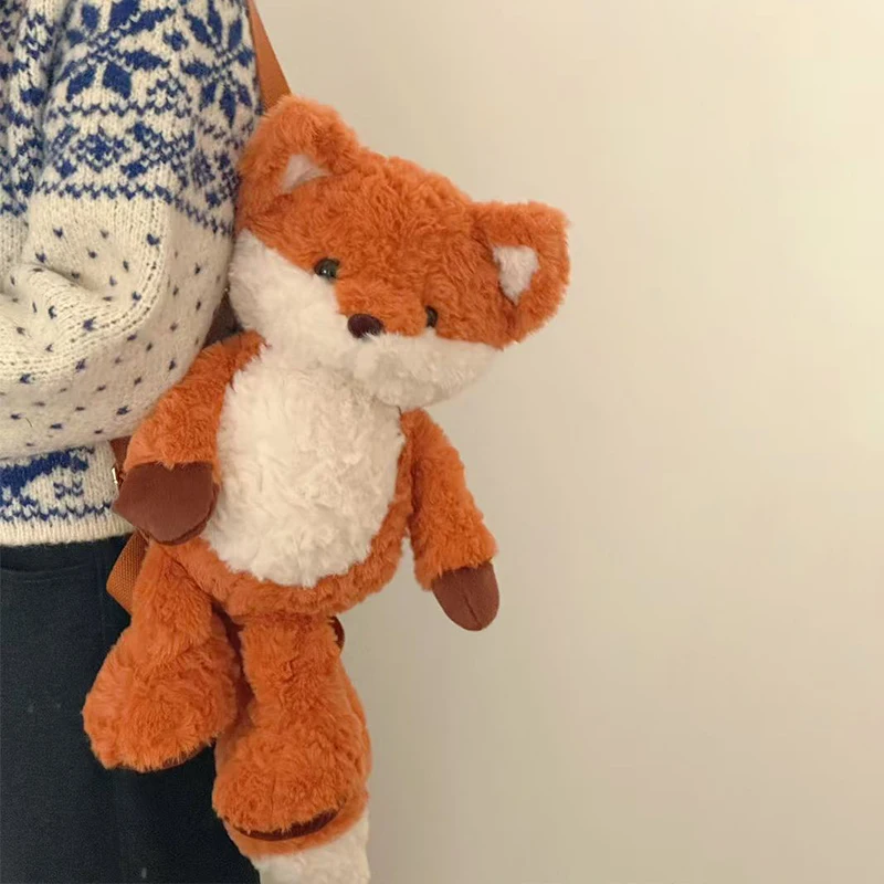 만화 여우 봉제 인형 배낭 핸드백 Kawaii 귀여운 동전 지갑 여행을위한 부드러운 Crossbody 가방 하이킹 소녀 어린이 선물