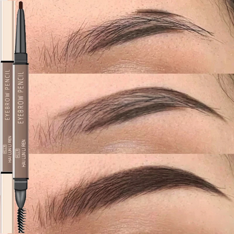 Double Head Eyebrow Pencil Waterproof Natural Lasting Smudge Eyebrows Pen Tattoo Cosmetics Dark Brown Black Color Eyes Makeup