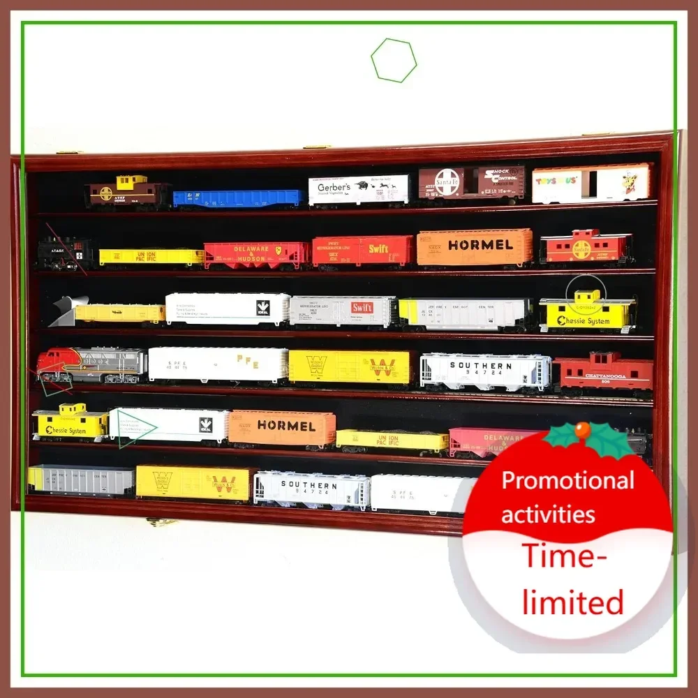 

Hot salesHO Scale Model Train Display Case with UV Protection, Lockable Cabinet Wall Rack - Cherry Finish