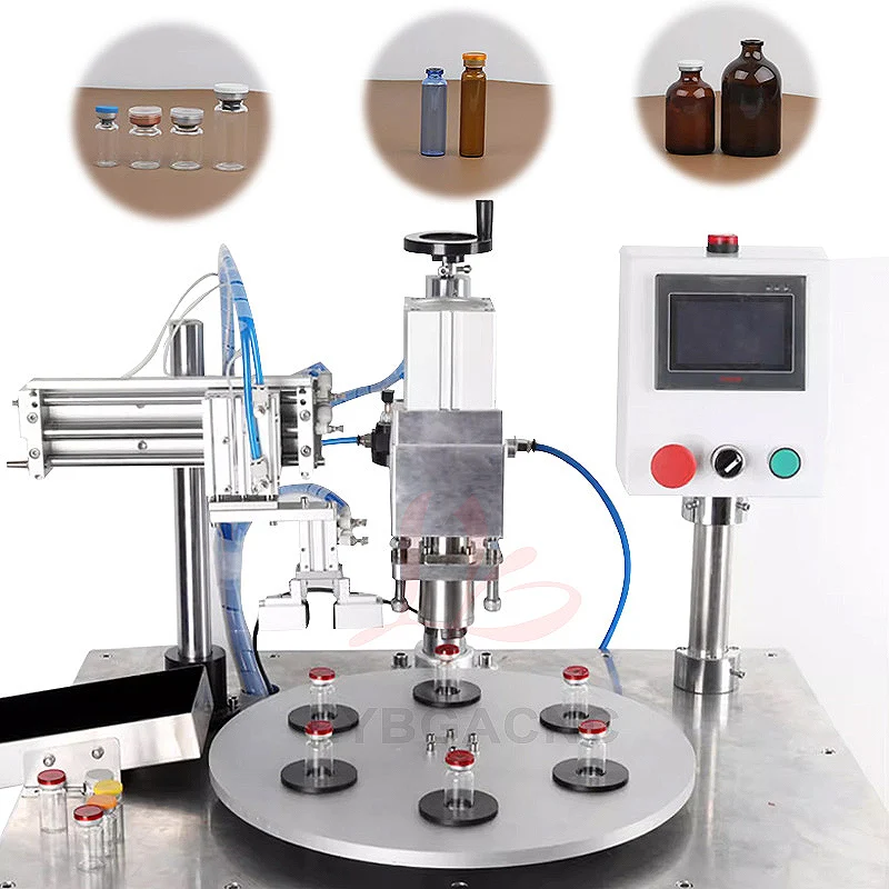 Tappatrice per piastre indicizzate completamente automatica, sigillatura farmaceutica pneumatica per fiale bottiglie di vetro liquido orale, 60W