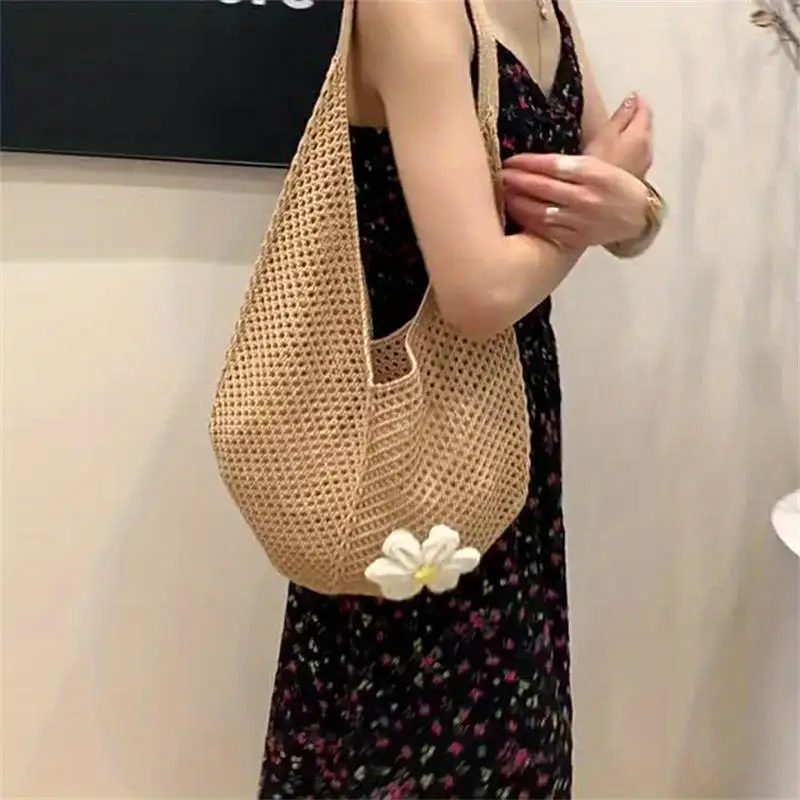 

Beautiful Handwoven Rope Beach Bag Tassels Bohemian Holiday Tote For Women Knitted Crossbody Purse Summer Travel EcoFriend Bag