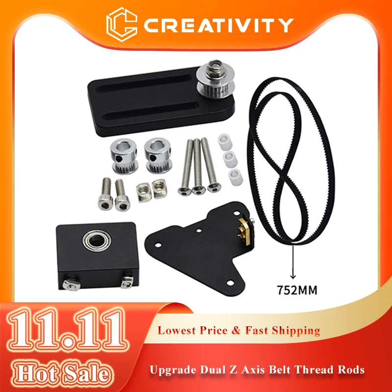 Ender 3、Ender 3s Pro、CR10、CR10S 3Dプリンター用 アップグレード デュアルZ軸 ベルト ネジロッド ホルダー DIYキット 622 752mm タイミングベルト