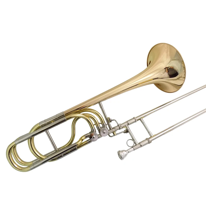 

Bb/F/Eb/D Bass Trombones Musical Instruments Gold Brass Bell Lacquer Silver Nickel with Case Mouthpiece Gold Brass Bell