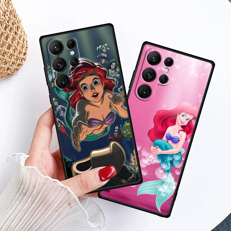 M-Mermaid Disney Cartoon For Samsung Galaxy S24 S23 S22 S21 S20 FE S10 S10E Plus Ultra Pro Lite 5G Black Soft Phone Case