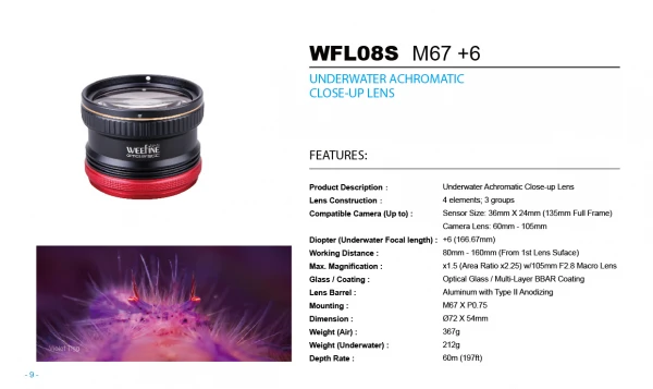 Weefine WFL08S +6 Close-up Lenoptical camera lens high-quality underwater macro lens