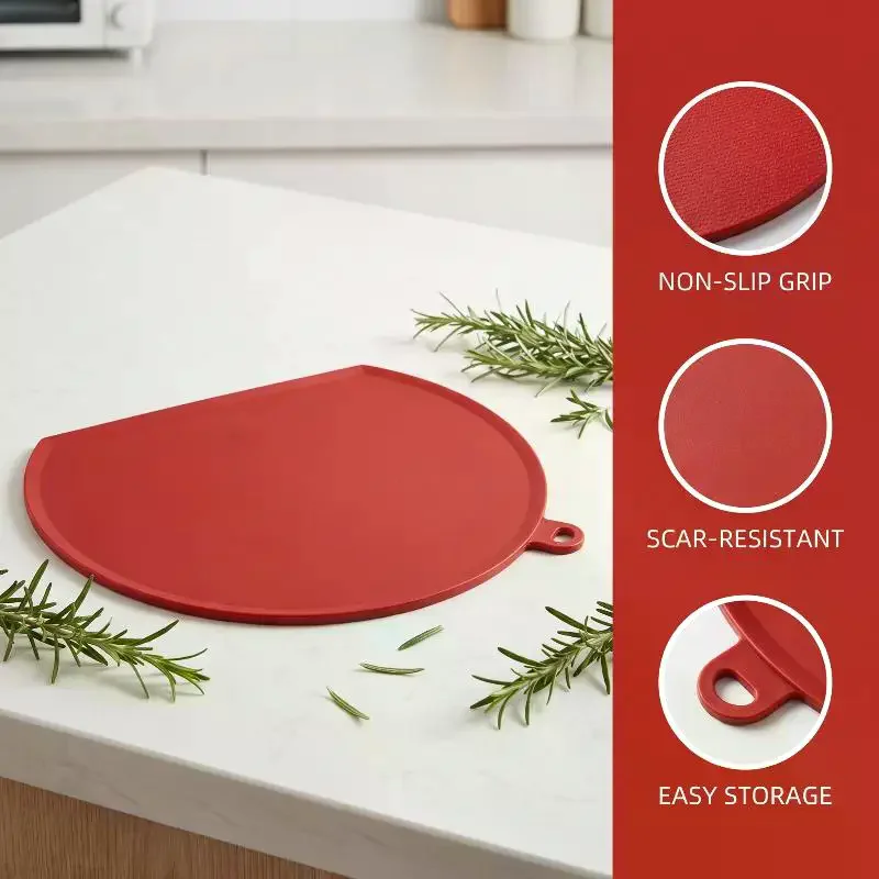 1Pcs Mold-proof TPU Cutting Board Double Sided D-Shape Semi-Circular Cutting Board TPU Non-Slip Kitchen Chopping Block
