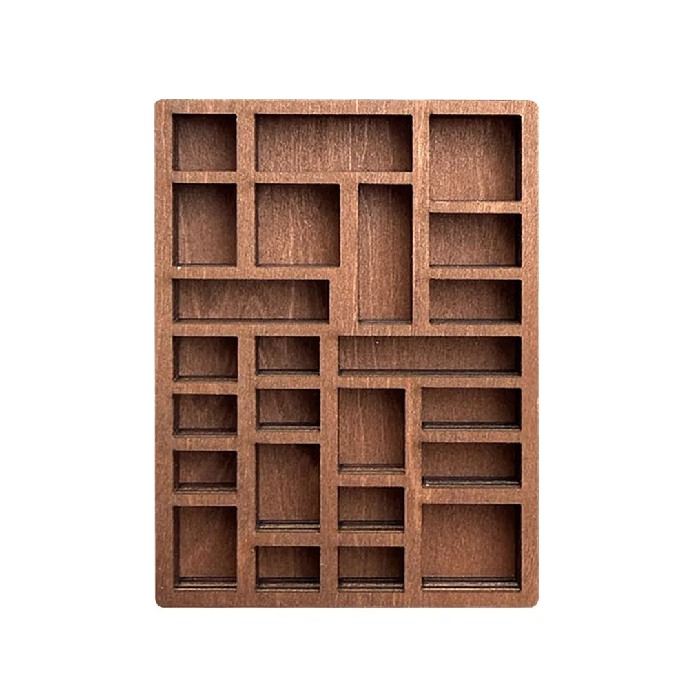 

NEW Brown Miniature Trinket Shelf Variety Grids Compartments Dollhouse Shelf Goods Display Rack Model Home Decorations