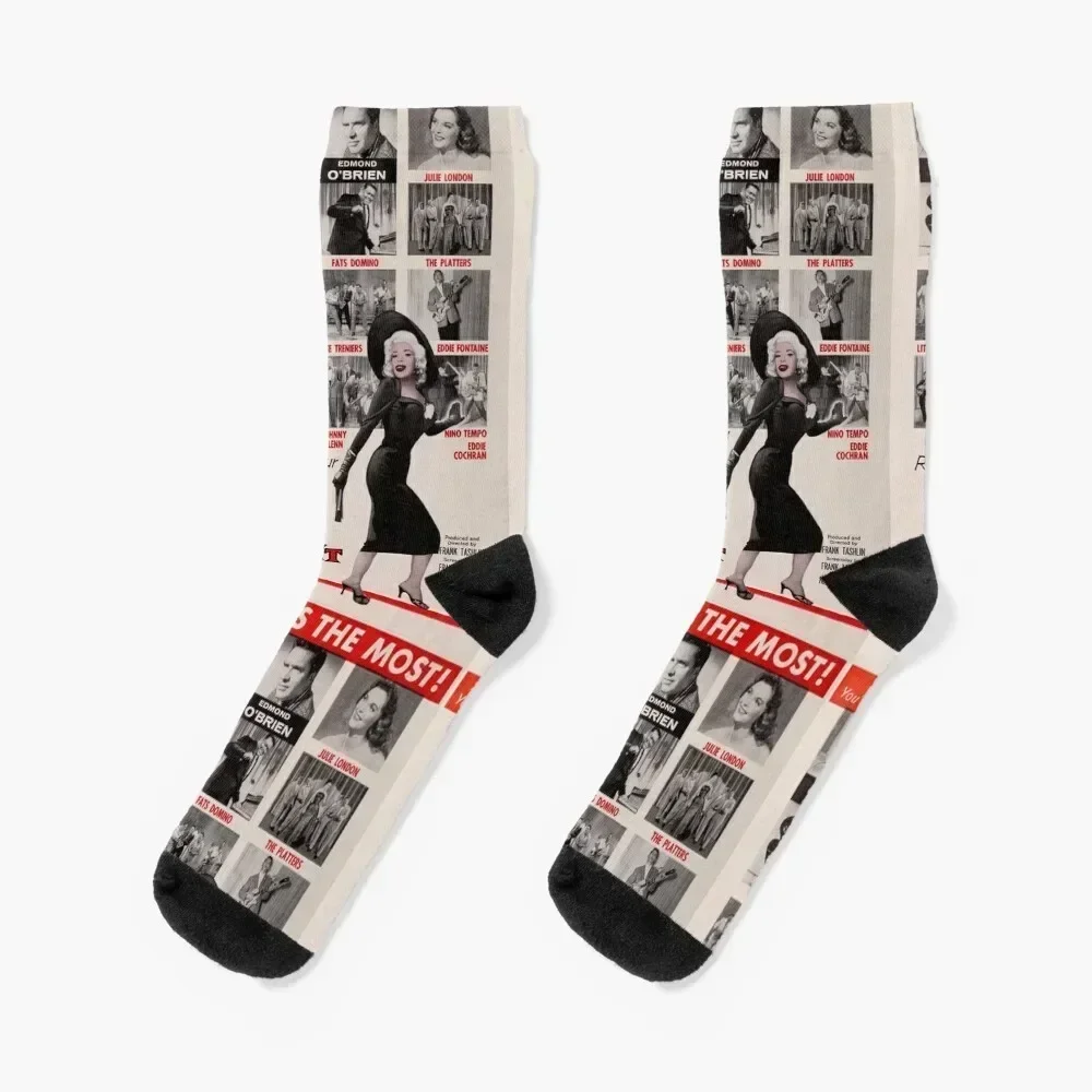 

The Girl Can't Help it JAYNE MANSFIELD Fats Domino Little Richard Gene Vincent Socks anti slip football luxury Women Socks Men's