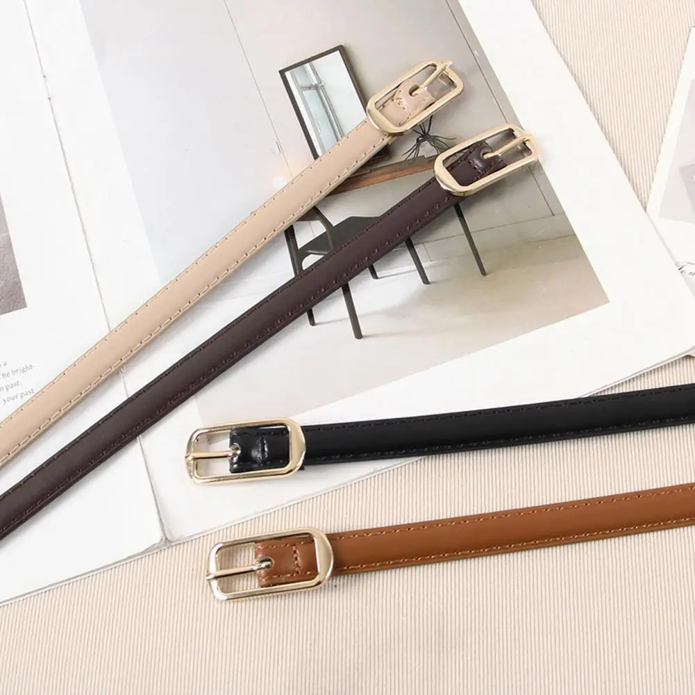 حزام خصر نسائي من الجلد المقلد حزام خصر رفيع قابل للتعديل من الجلد المقلد حزام خصر نسائي لفساتين علوية رفيعة بلون سادة