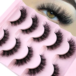 New 5 Pairs 3D Faux Mink False Eyelashes Natural Long Fluffy Eye Lashes Wispy Makeup Beauty Extension Short Fake Eyelashes