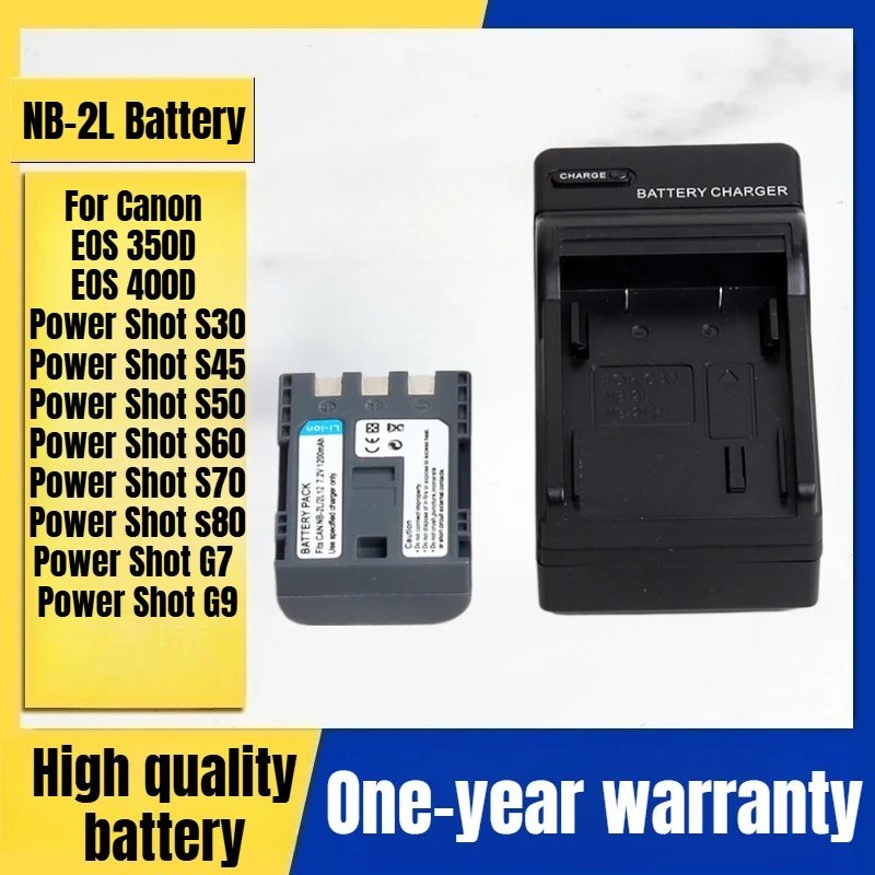 Caricabatterie NB-2L, batteria per fotocamera, per Canon EOS 350D 400D Power Shot S30 S45 S50 S60 S70 s80 G7 G9 Batteria di alta qualità
