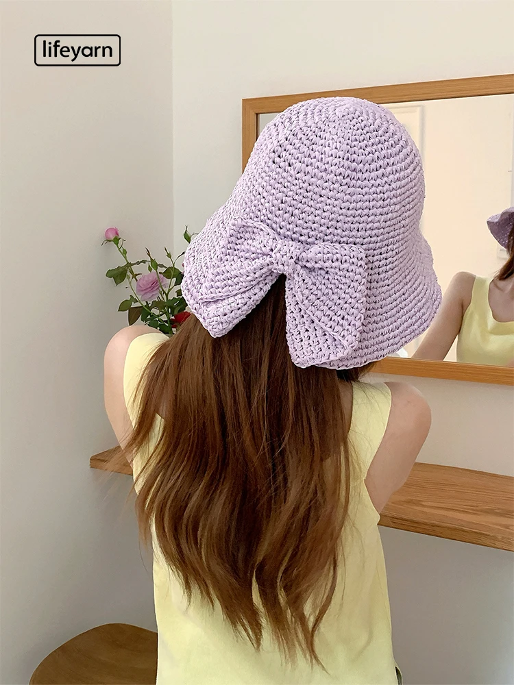 

Handmade Hat Lifeyarn Summer 100 Thick Cotton Grass Yarn Knitting Knot Sunshade Cap Hand Crochet Wool Yarn Crafts