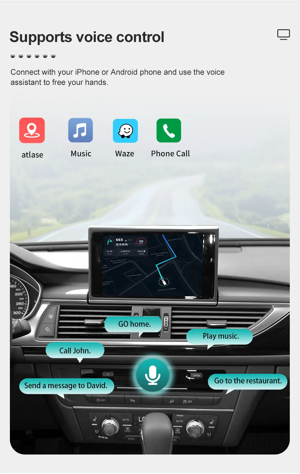 Kabelloses CarPlay- und Android-Auto-Interface-Modul für Audi A6 A7 HN+R-System mit Mirror Link und Bluetooth. – Detail 5