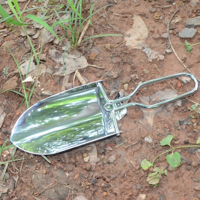 Mini Stainless Steel Garden Tools Collapsible Portable Folding Shovel Camping Spade Gardening Tool Cloth Package