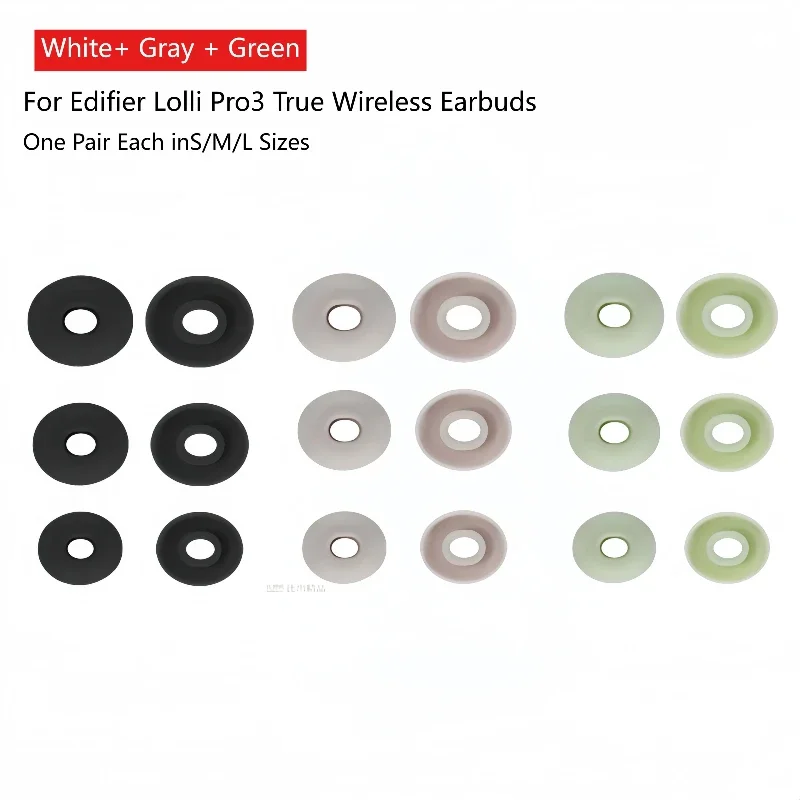 

Silicone Ear Tips (S/M/L) + Bud Sleeves Bundle For Edifier Lolli Pro3 Headphones - Soft Dustproof & Shockproof。