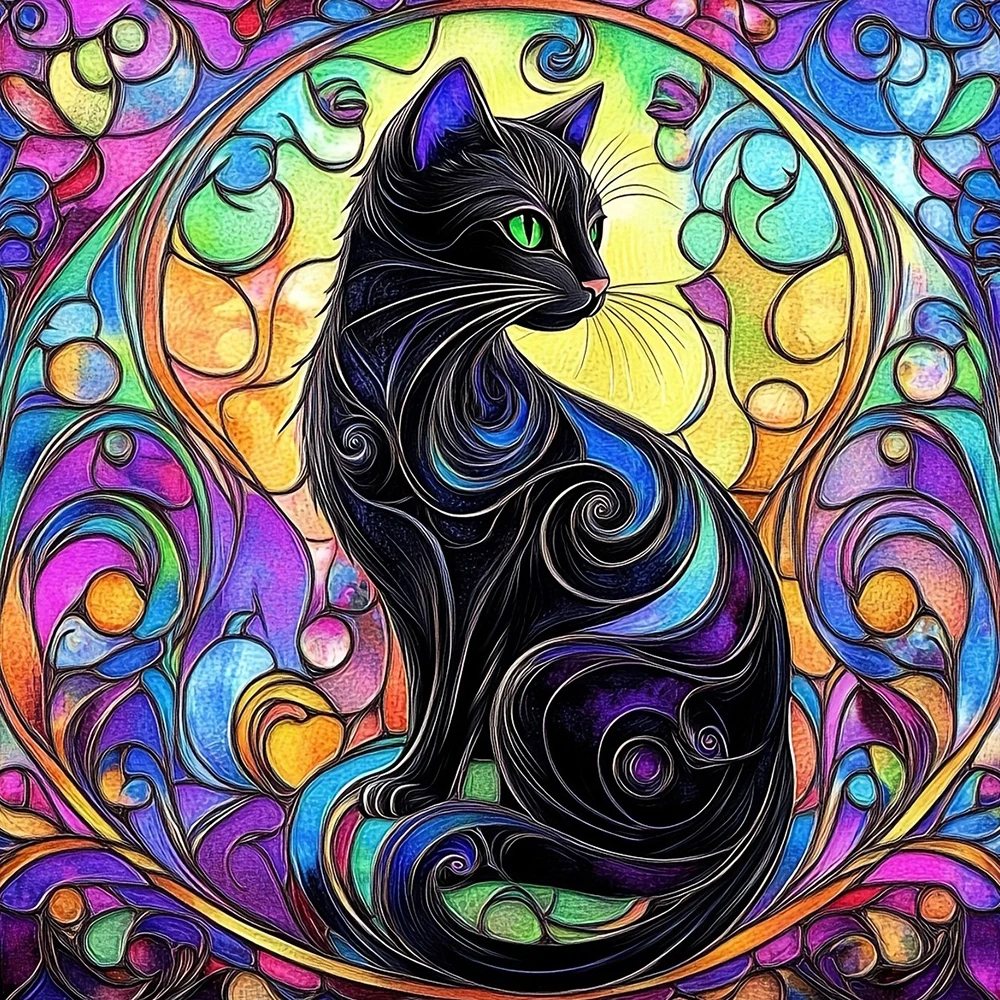 Kit de Pintura de Diamantes EverShine, Mosaico de Gato, Kit de Arte de Diamantes con Taladro Completo, Kit de Bricolaje de Animales para Adultos, Decoración del Hogar