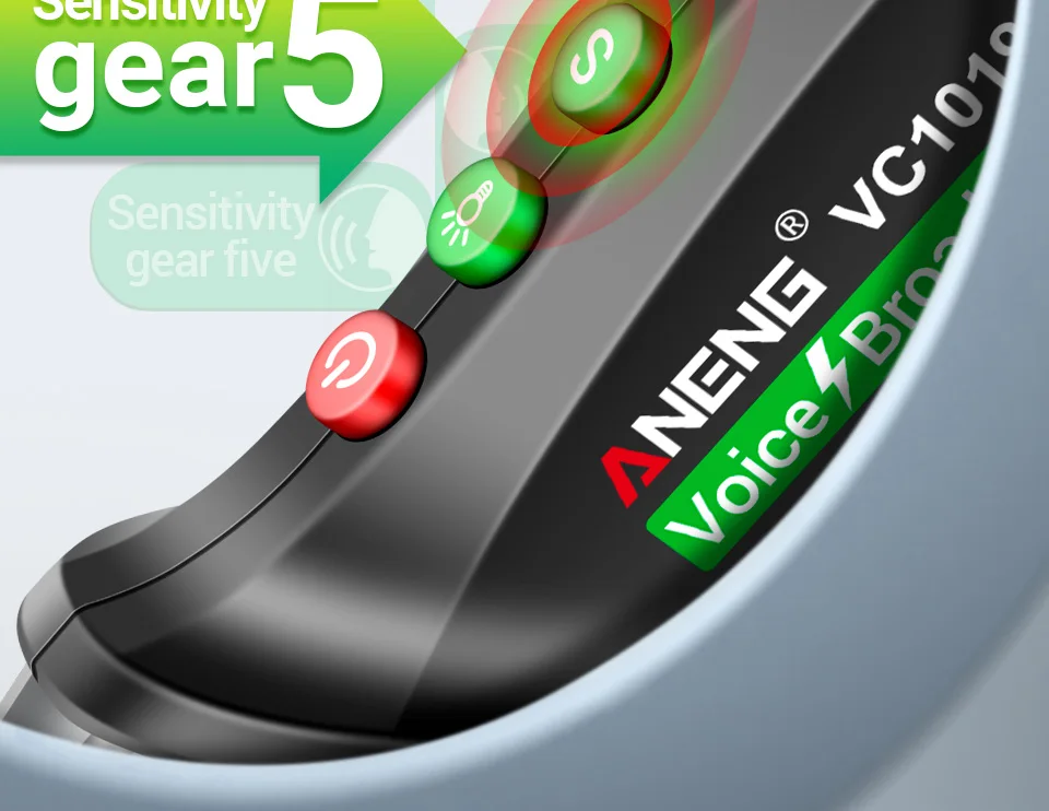 ANENG VC1019 Berührungsloser Spannungsprüfer mit Sprachausgabe 12-1000V AC Neutralleiter- und Spannungsleiter-Detektor mit Ton- und Lichtalarm sowie LED-Taschenlampe – Detail 7