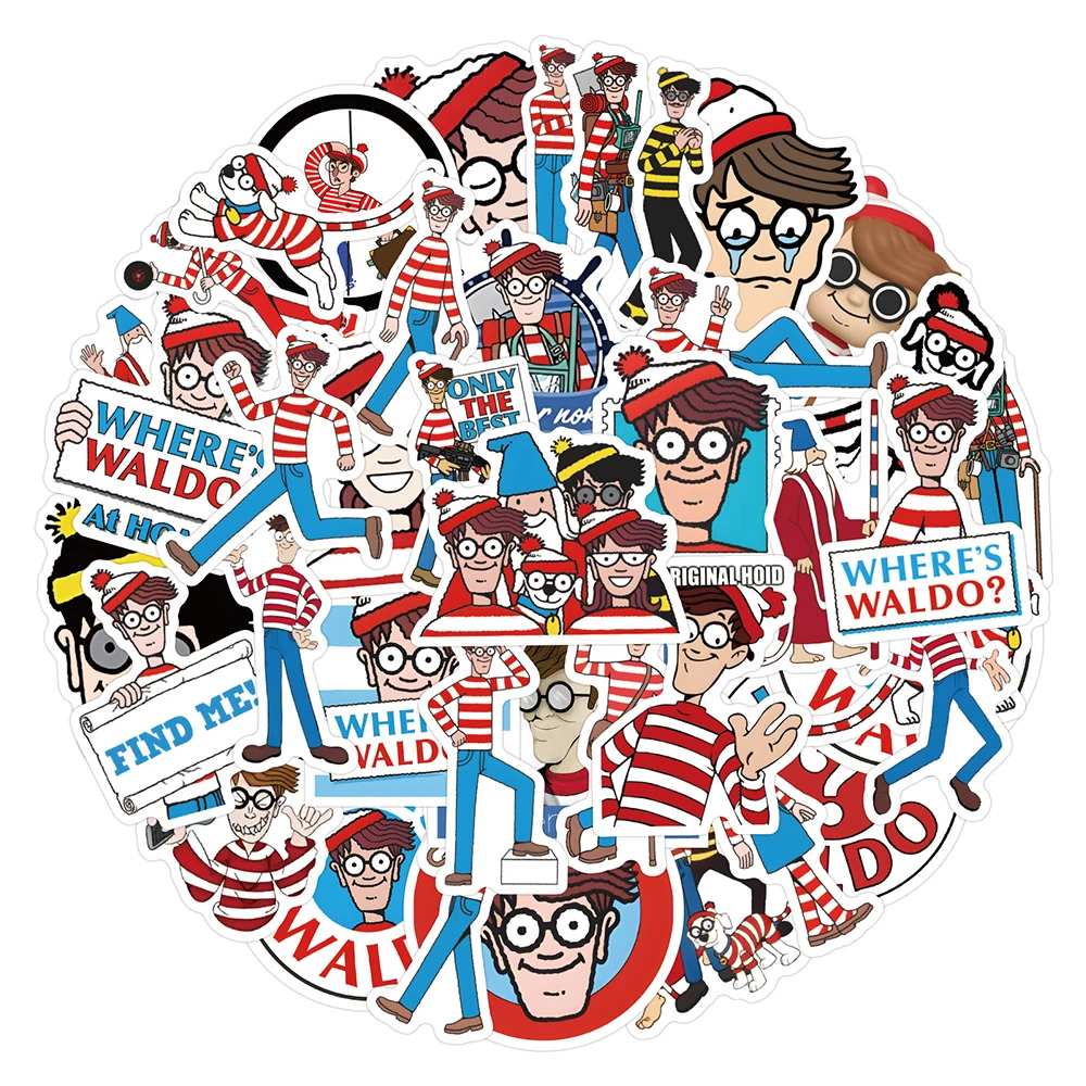 10/30/50PCS Wheres Waldo Sticker Cartoon Graffiti Decoration Laptop Luggage Water Cup Skateboard Motorcycle Waterproof Decal