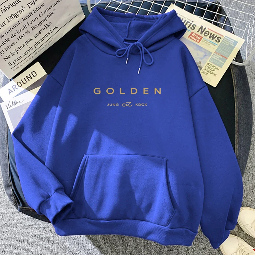 JungKook Golden Hoodie Women Aesthetic Standing Next To You Hoodies Unisex Album Letter Print Golden Pullovers Sweatshirts Korea