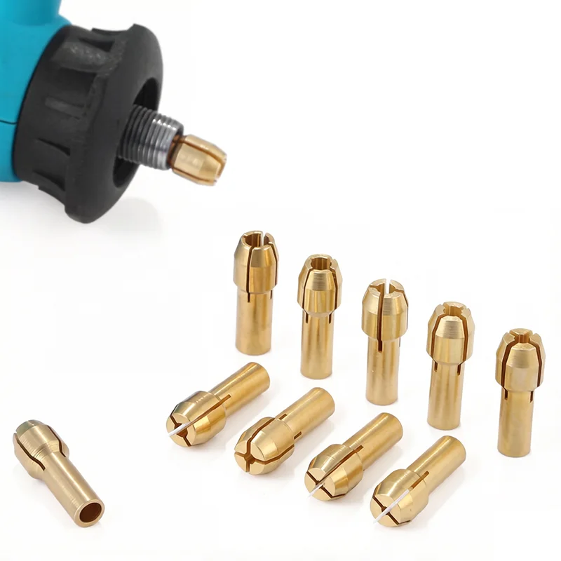 0.5/0.8/1.0–3.2mm Mini Drill Brass Collet Chuck Sets Electric Grinding Accessories Sets 4.2/4.8 mm Shank for Dremel Rotary Tool