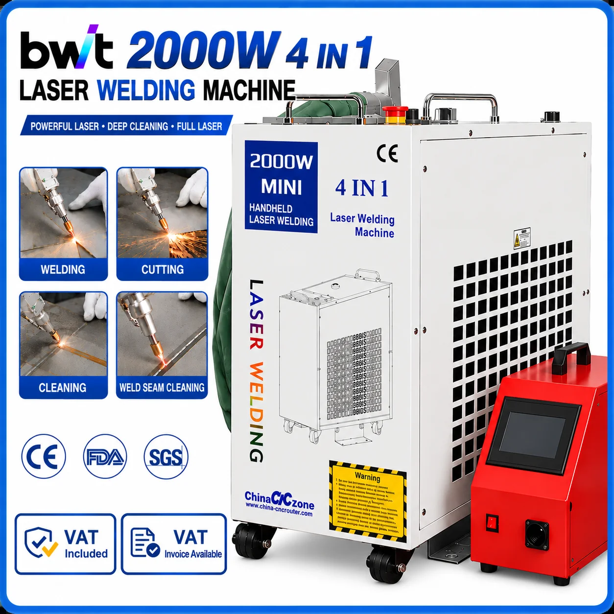 Saldatrice Laser 4 in 1 Bwt 2000W Sup28T, Potente Saldatrice Laser Portatile, Disponibile in Germania