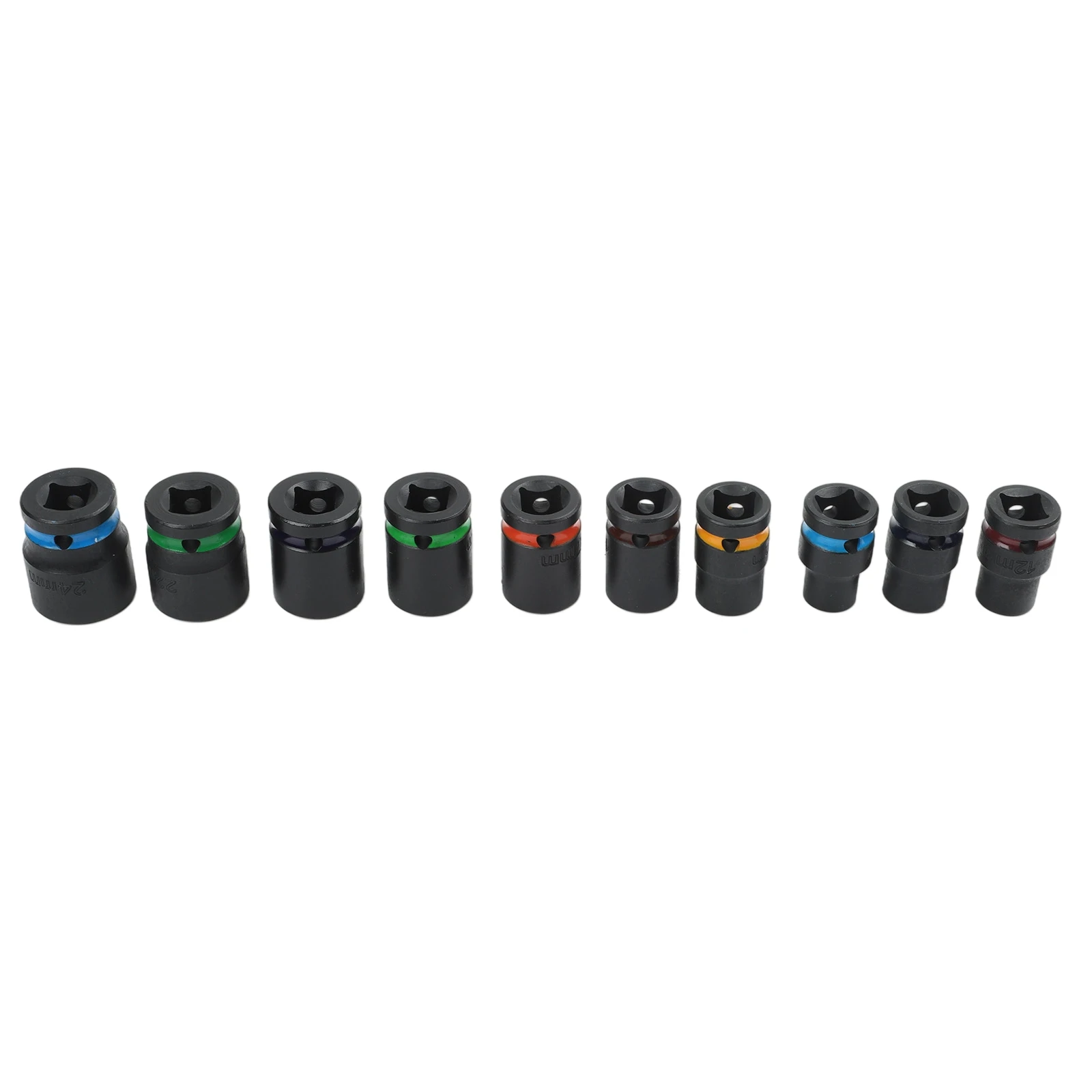 10PCS 10-24mm Maintenance Friendly For Impact Sockets for 1/2in Drive with Swivel Joint Color Bands and Thick Walls