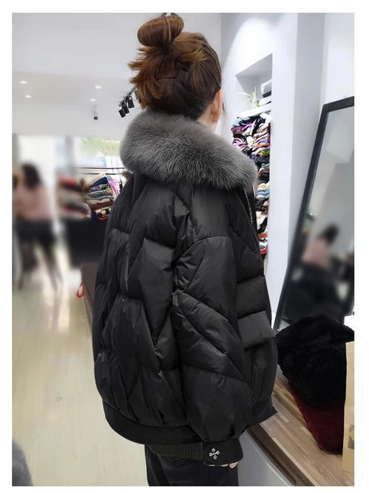 Warm Casual Loose Winter Women\'s Jacket Down Cotton Padded Coats Solid Fur Collar Women\'s Puffer Jacket Outwear