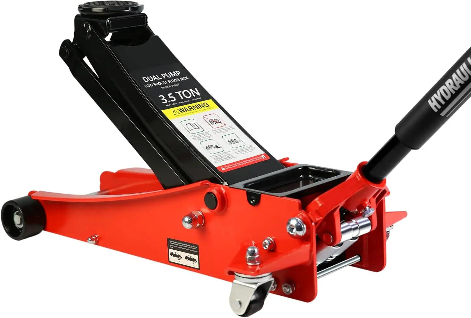

3.5 Ton Low Profile Steel Racing Floor Jack with Dual Piston Quick Lift Pump - Hydraulic Truck Jack Lifting Range 4"-21" (Red)