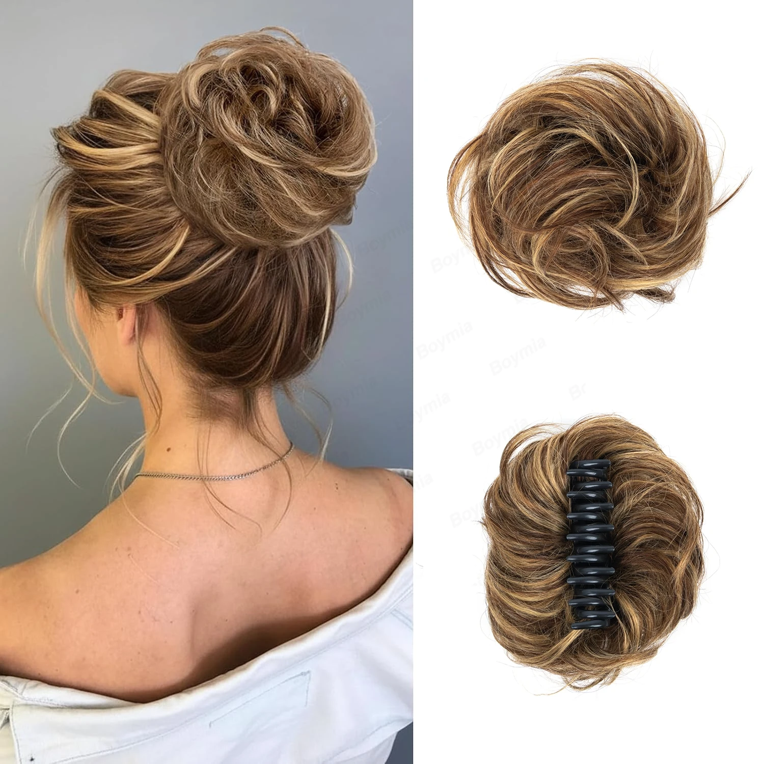 Claw Clip Messy Bun Hair Piece - Extensiones de Cabello Humano con Clip