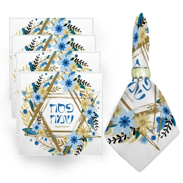 Happy Passover Rectangle Challah Cover for Table Decor Jewish Hexagram Hebrew Kitchen Dining Table napkin Passover Decorations