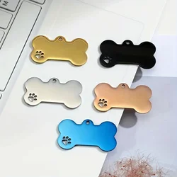 10Pcs Paw Stainless Steel Bone Keychain For DIY, Blank Tag ID Dogs, Custom Logo, Pet Dog Tag, Collar Accessories, Key Charm