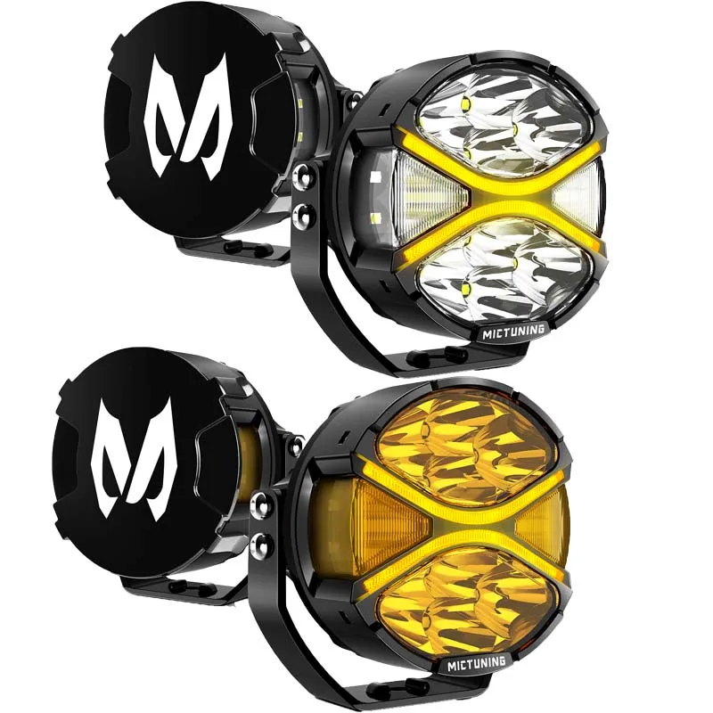 MICTUNING K6 4 Inch Light Pods,160W 14328LM Offroad Lights with DRL Amber Turn Signal, 270°Side Shooter Driving Ditch Light