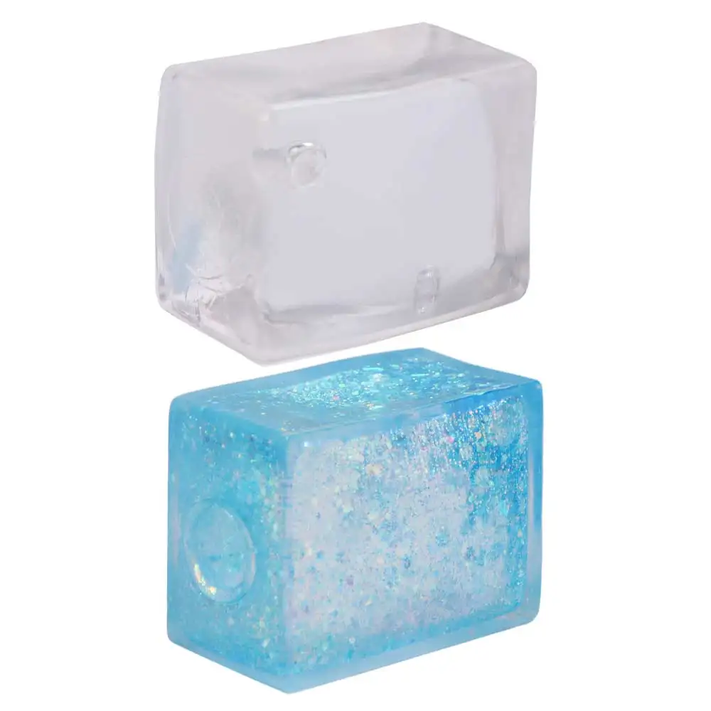 Polar Light Transparent Cube Fidget Toy Glitter Mochi Ice Block Colorful Simulated Tofu Fidget Toy TPR Block Colorful