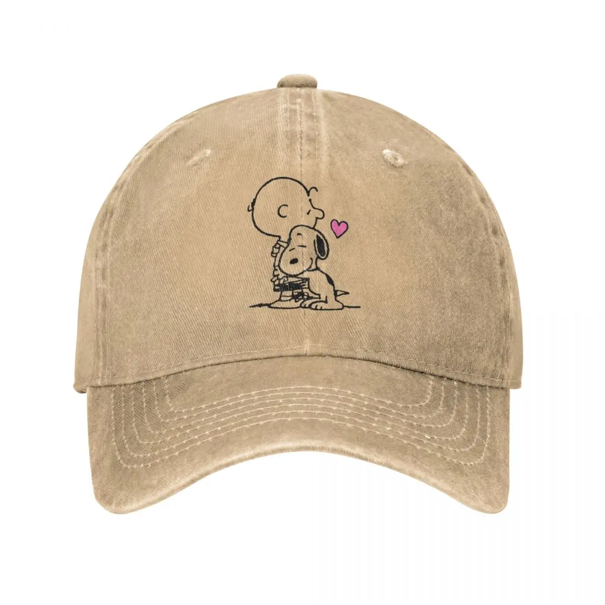 Retro Peanuts Snoopy Charlie Hug Baseball Cap Unisex Distressed Cotton Snapback Hat Outdoor Summer Unstructured Soft Caps Hat