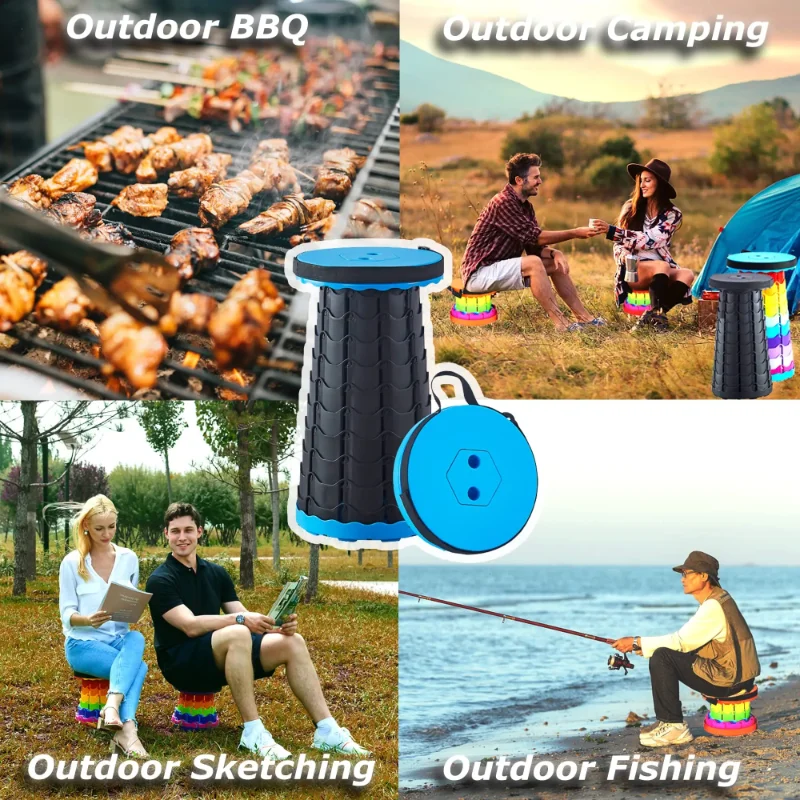 Hot Sale Folding Stool Outdoor Portable Chair Retractable Adjustable Bench Camping, Fishing Multi-scene Applicable