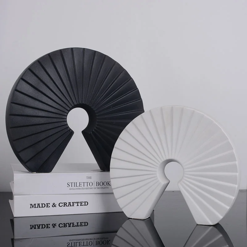 Modern minimalist style ceramics sector ornament craftwork Home room decoration Office study Entrance hall beautiful geometry
